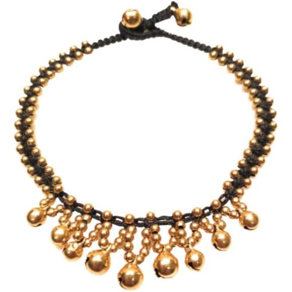 Anklet Bells Adjustable Brass Bell bead Rope Braided Ankle